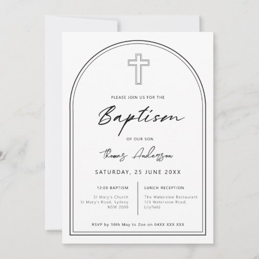 Minimalistische, einfache Taufe Einladung (Vorderseite)