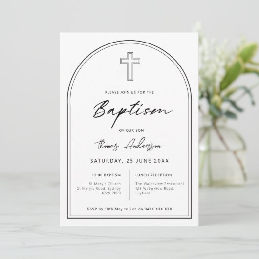 Minimalistische, einfache Taufe Einladung (Stehend Vorderseite)