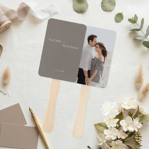 Minimalistische einfache Taupe-Hochzeitsfoto-Anpas Fächer