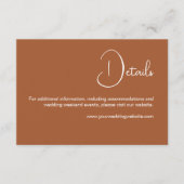 Minimalistische Einfache Terracota Hochzeiten Deta Begleitkarte (Vorderseite)