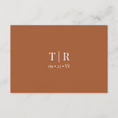 Minimalistische Einfache Terracota Hochzeiten Deta Begleitkarte (Rückseite)