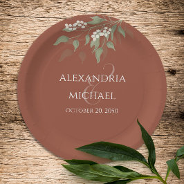 Minimalistische Einfache Terracotta Hochzeitskalli Pappteller