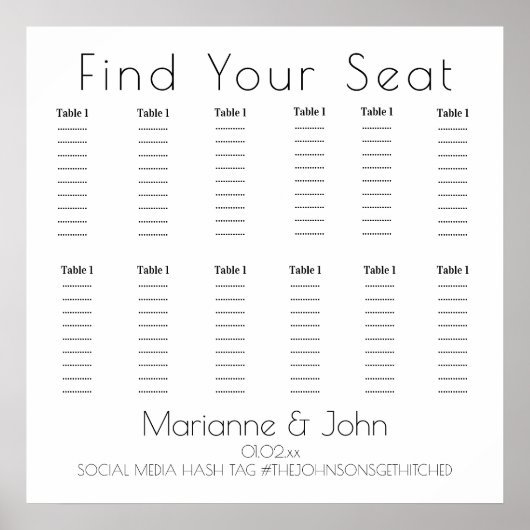 Minimalistische einfache Typografie Hochzeitskarte Poster (Vorne)