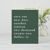 Minimalistische einfache Typografie Retro Save the Einladung (Stehend Vorderseite)