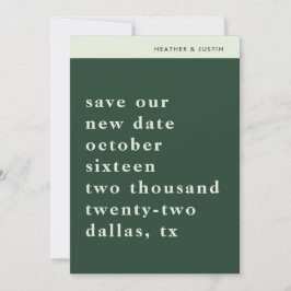 Minimalistische einfache Typografie Retro Save the Einladung