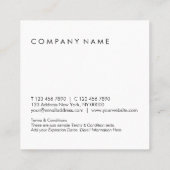 Minimalistische einfache Typografie-schwarze u. Quadratische Visitenkarte (Rückseite)