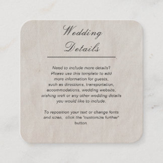 Minimalistische einfache weiße anpassbare Hochzeit Begleitkarte