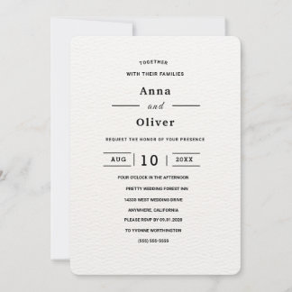 Minimalistische einfache weiße anpassbare Hochzeit Einladung