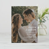 Minimalistische Einfache zeitgenössische Foto Hoch Einladung (Stehend Vorderseite)