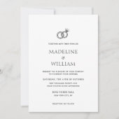 Minimalistische Einhandgezeichnete Ringe Hochzeit Einladung (Vorderseite)