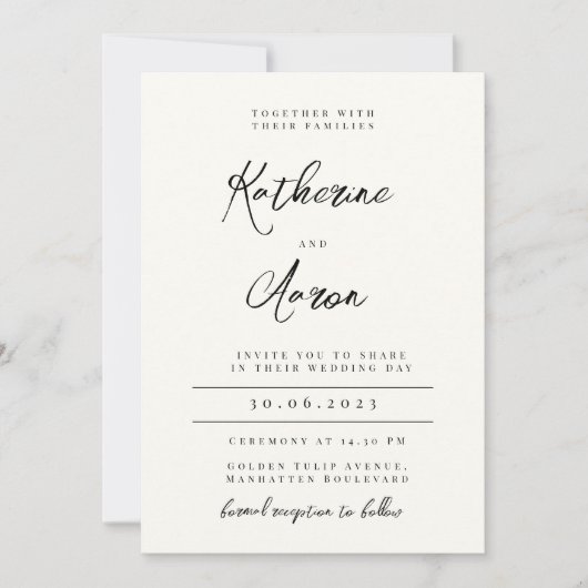 Minimalistische Einladung (Vorderseite)