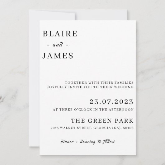 Minimalistische Einladung (Vorderseite)