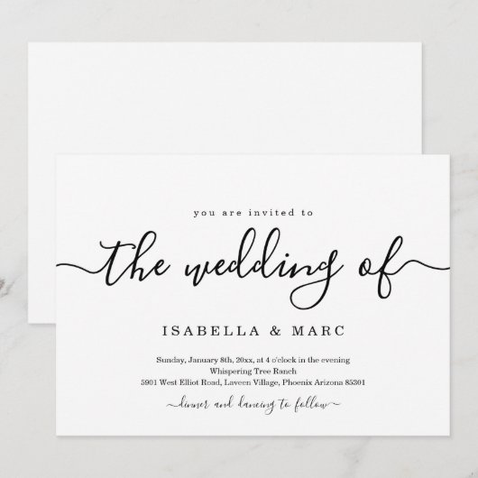 Minimalistische Einladung (Vorne/Hinten)