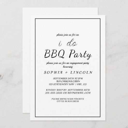 Minimalistische Einladung der "I Do GRILLEN"-Inter (Vorne/Hinten)