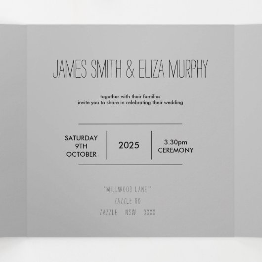 Minimalistische Einladung Dreifach Hochzeit mit Fo (Innenseite Mitte)