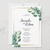 Minimalistische Einladung von Eukalyptus Leaf zur  (Vorderseite)