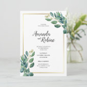 Minimalistische Einladung von Eukalyptus Leaf zur  (Stehend Vorderseite)