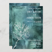 Minimalistische Einladung zu smaragdgrünen Aquarel (Vorne/Hinten)