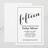Minimalistische Einladung zum 15. Geburtstag (Vorne/Hinten)