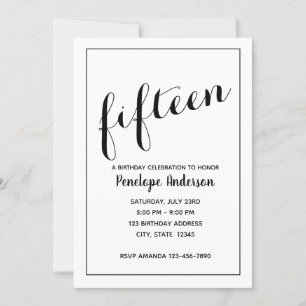 Minimalistische Einladung zum 15. Geburtstag