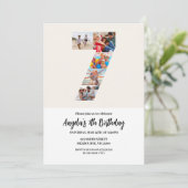 Minimalistische Einladung zum 7. Geburtstag - Numm (Stehend Vorderseite)