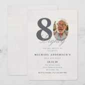 Minimalistische Einladung zum 80. Geburtstag (Vorne/Hinten)