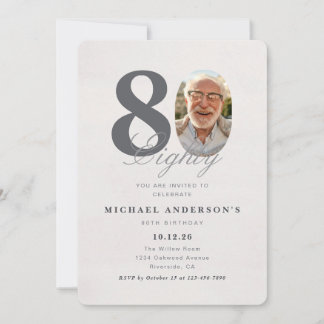 Minimalistische Einladung zum 80. Geburtstag