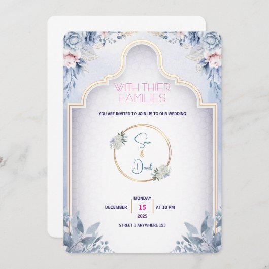 Minimalistische Einladung zur Hochzeit (Vorne/Hinten)