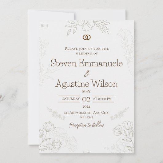 Minimalistische Einladung zur Hochzeit (Vorderseite)