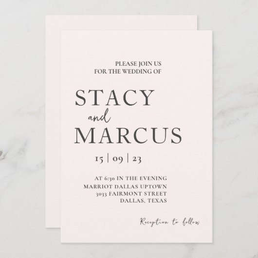 Minimalistische Einladung zur Hochzeit, 12x18 Simp (Vorne/Hinten)