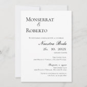 Minimalistische Einladung zur Hochzeit auf Spanisc (Vorderseite)