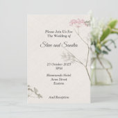 Minimalistische Einladung zur Hochzeit, grüne und (Stehend Vorderseite)