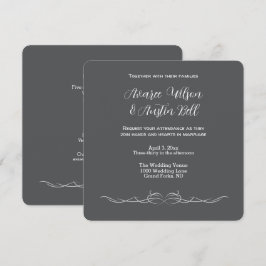 Minimalistische Einladung zur Hochzeit in Schwarz 