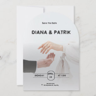 Minimalistische Einladung zur Hochzeit in Schwarz 
