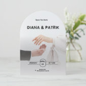 Minimalistische Einladung zur Hochzeit in Schwarz (Stehend Vorderseite)