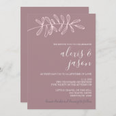 Minimalistische Einladung zur Hochzeit - Mauve Flo (Vorne/Hinten)