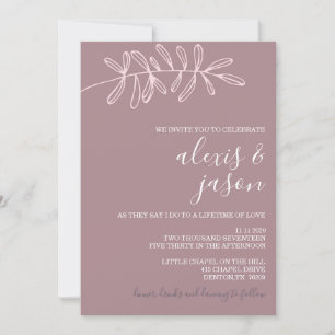 Minimalistische Einladung zur Hochzeit - Mauve Flo