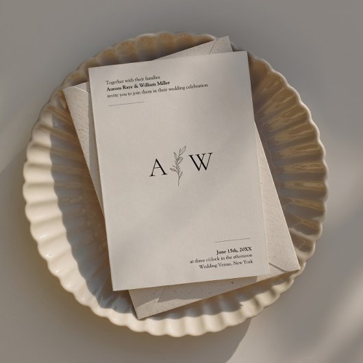 Minimalistische Einladung zur Hochzeit mit botanis