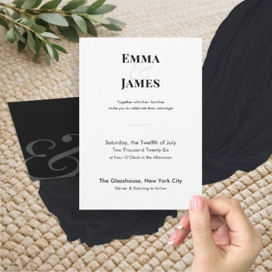 Minimalistische Einladung zur Hochzeit mit QR-Code