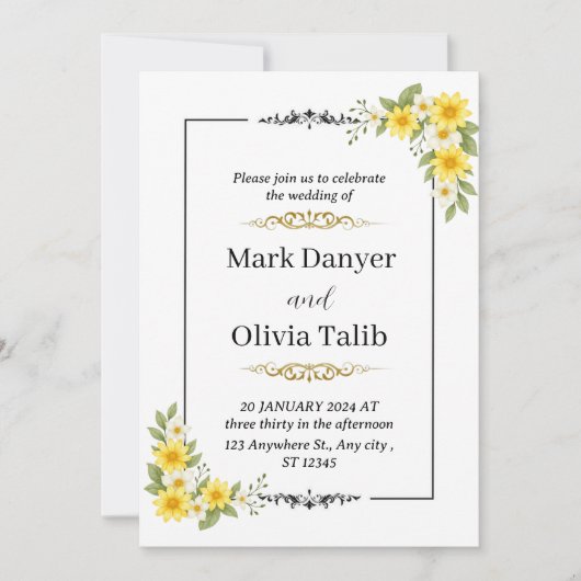 Minimalistische Einladung zur Hochzeit - modern, e (Vorderseite)