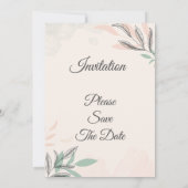 Minimalistische Einladung zur Hochzeit, rosa, grün (Rückseite)