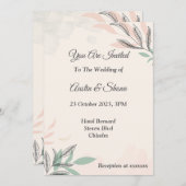 Minimalistische Einladung zur Hochzeit, rosa, grün (Vorne/Hinten)