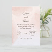 Minimalistische Einladung zur Hochzeit, rosa Marmo (Stehend Vorderseite)