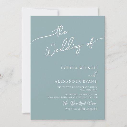 Minimalistische Einladung zur Hochzeitsfeier (Vorderseite)