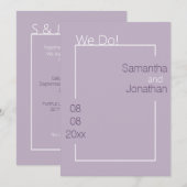 Minimalistische Einladung zur Lilac-Hochzeit (Vorne/Hinten)