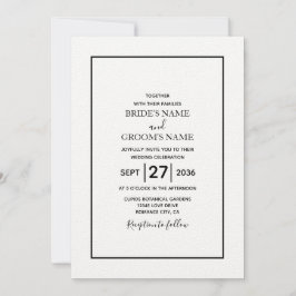 Minimalistische Einladung zur Schwarzweiß-Hochzeit
