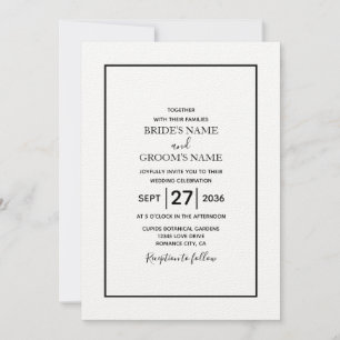 Minimalistische Einladung zur Schwarzweiß-Hochzeit