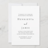 Minimalistische Einladung zur White Wedding (Vorderseite)