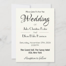 Minimalistische Einladung zur White Wedding und Sc