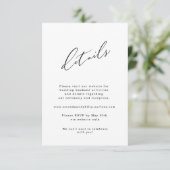 Minimalistische Einladungs Suite Details Card Begleitkarte (Stehend Vorderseite)
